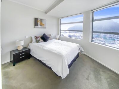 Oxleys waterfront apartment Master bedroom 402 min